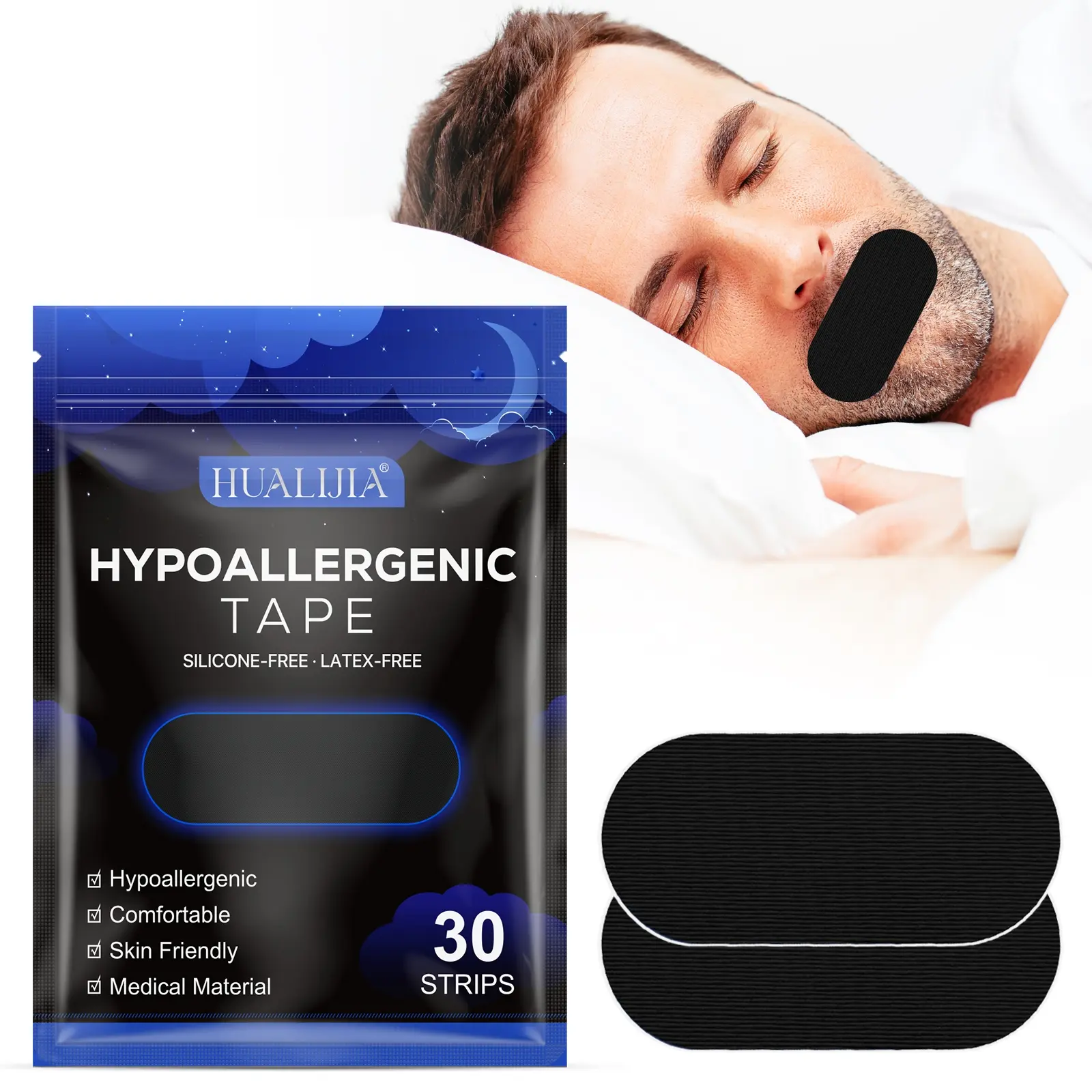 Hualijia Closed Mouth Tape 30pcs, Effective Cough Suppressant, Comfortable and Safe, Ideal for Daily Use, Health Care Products