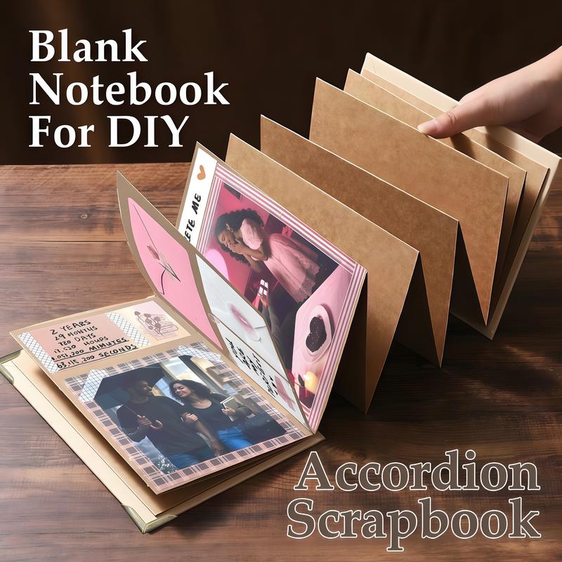 99+ Inch Accordion Foldable Scrapbook Album - Preserves Memories, for Weddings, Travel, Lovers, Friends, Graduation, Anniversary, Family | DIY Craft Kit with Markers, Stickers, Dot Glue & Gift Bag