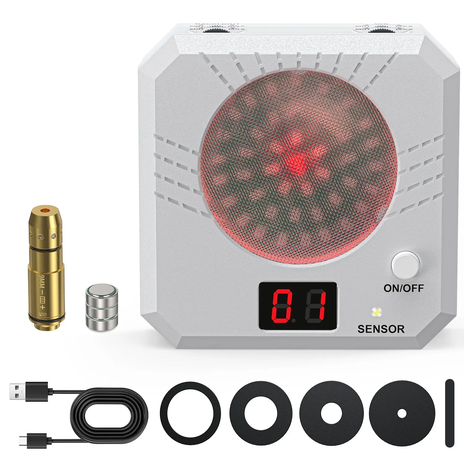 1set 9mm Laser Cartridge + Laser Counting Target Set - [Multi-Caliber] Dry Fire Laser Training System - Four Difficulty Settings - with Flash And Sound Feedback - Improve Shooting Skills At Home - Less Than 5mw Laser Power