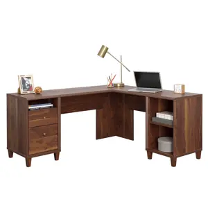 Sauder Willow Place L-Shaped Desk with Two Spacious Drawers & Adjustable Shelf for Home Office