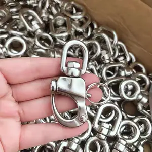 4 Pack Swivel Eye Snap Shackle Quick Release 316 Stainless Steel Marine Sailboat Shackles for Sailing Rigging SCBA Mask Halyard Panic Snap Spinnaker Clip