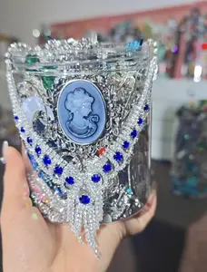 Miya Silver-Tone Decorative Metal Jewelry Organiser Jar - Aesthetic Alloy Jewelry Set with Bands, Brand-New Unique Fashion Accessory