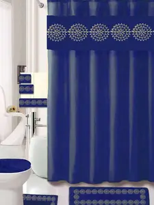 19 Piece Bath Set Complete Stylish Solution for Bathroom Outfitting Royal Blue with Decorative Accents