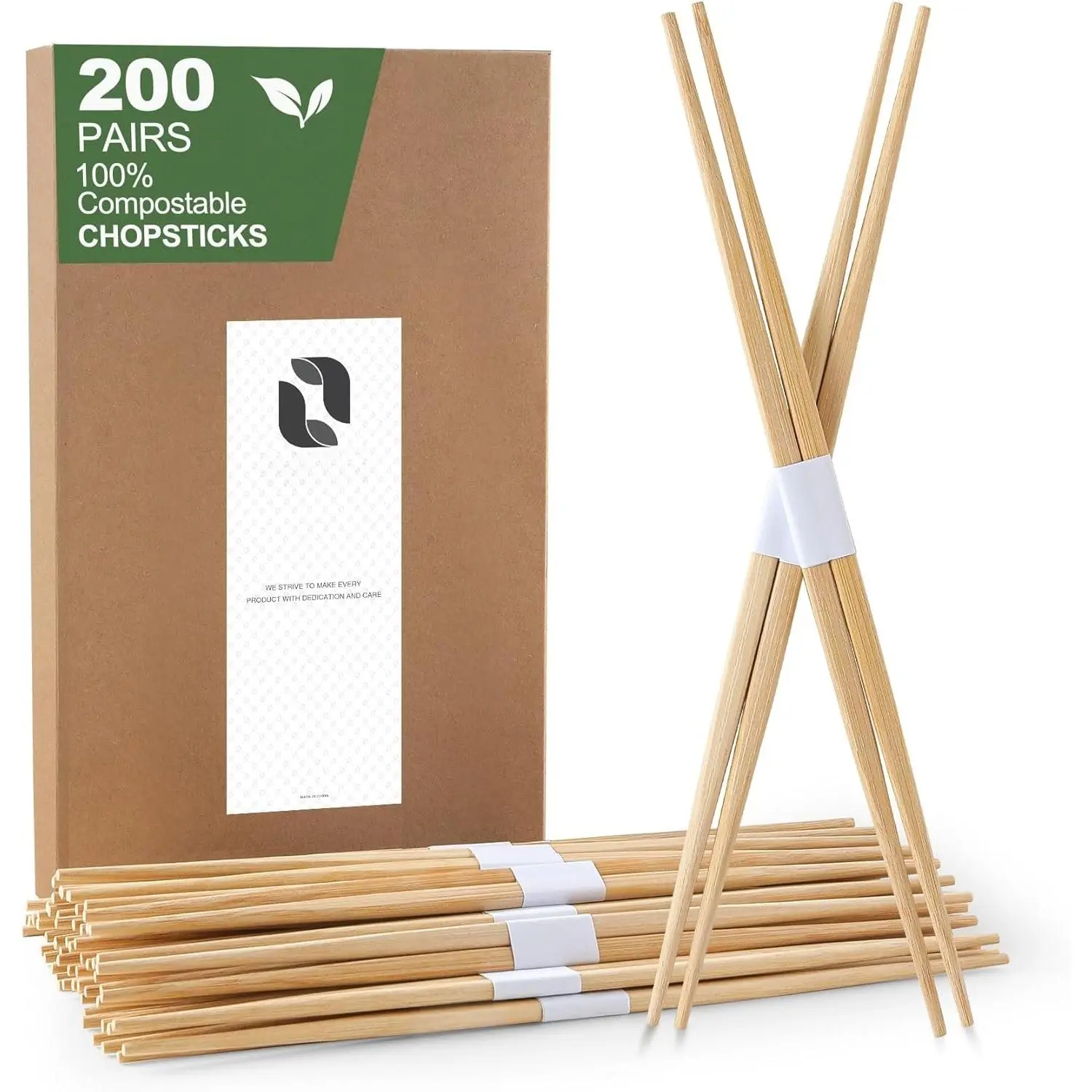 200Pairs  Chopsticks Disposable |  | Sushi | Separated | Non Slip | Pointed Chopsticks-(9.45in)