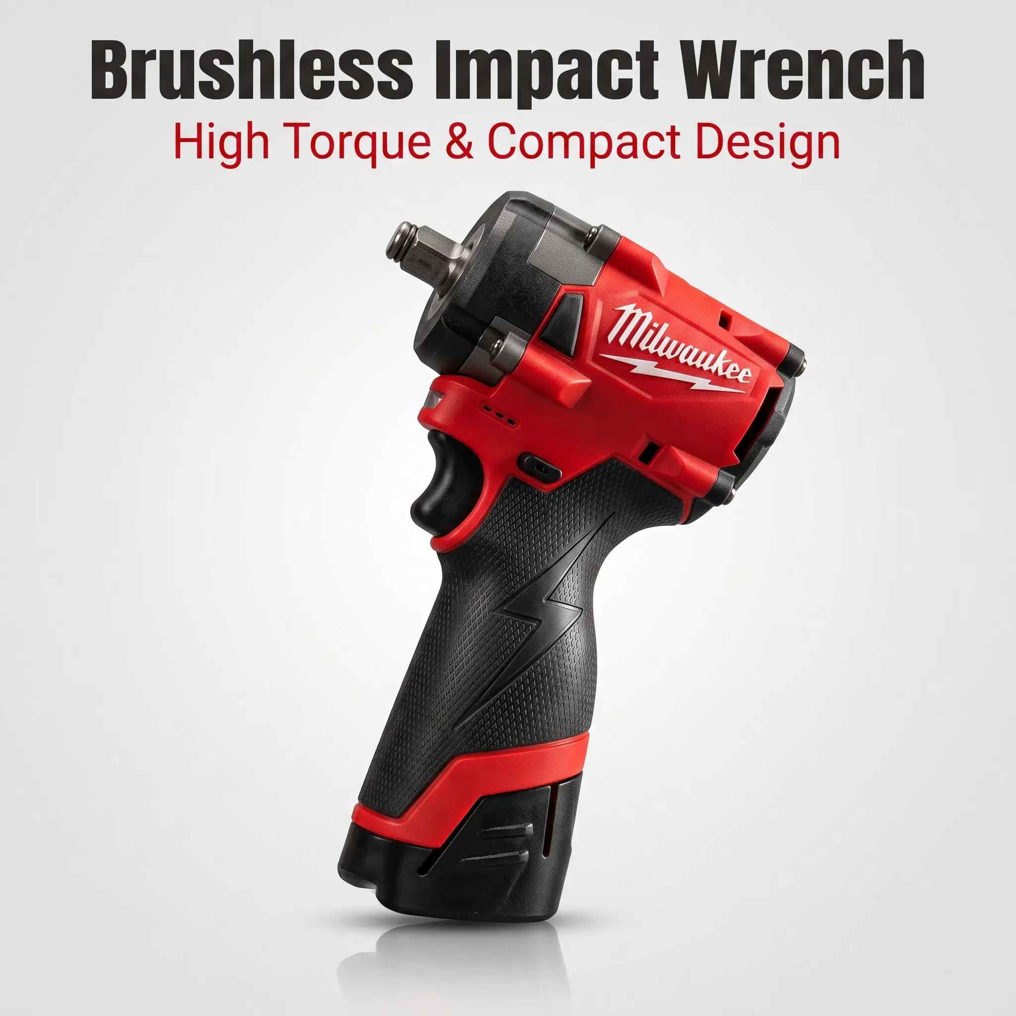 Milwaukee M12 Compact Cordless Impact Wrench Kit With Hard Storage Case Socket Adapters For Workshop Repair Auto Mechanical Maintenance Equipment Bolt Fastening Disassembly Brushless Slim Lightweight Handheld Portable Power Tool