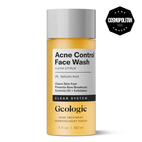 Geologie Acne Control Face Wash 180ml - Facial Cleansing with 2% Salicylic Acid for Skin Fast Clearing and Prevents Breakouts