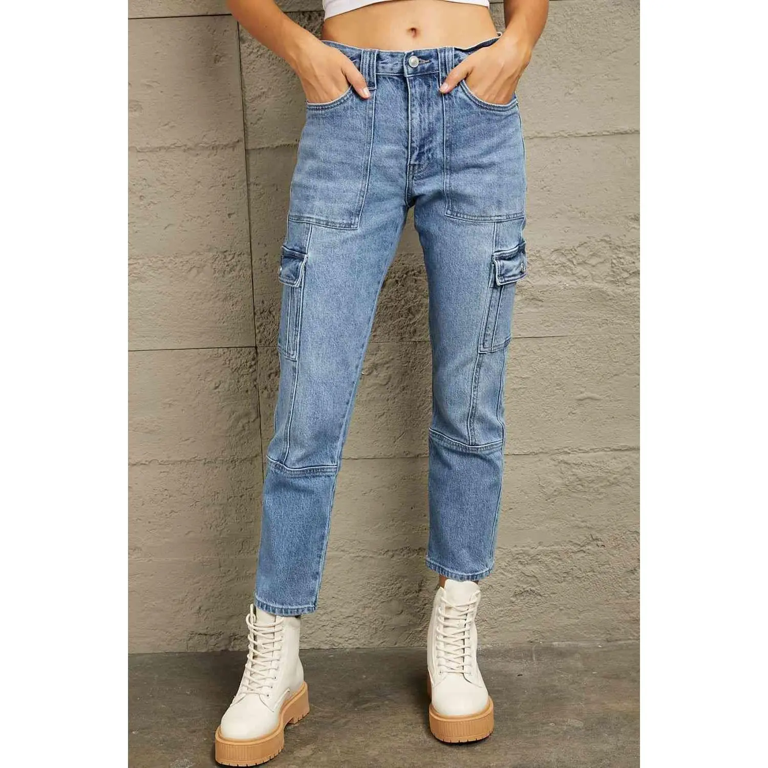 Kancan High Rise Slim Straight Cargo Pants
