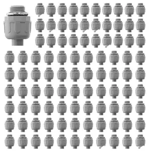 1/2 Inch Liquid Tight Connector Set, 100 Pieces, Non-Metallic Conduit Fittings for Electrical Wiring, Flexible PVC Conduit Connectors, Waterproof and Dustproof, Suitable for Indoor Outdoor Use, Durable Seal and Easy Installation