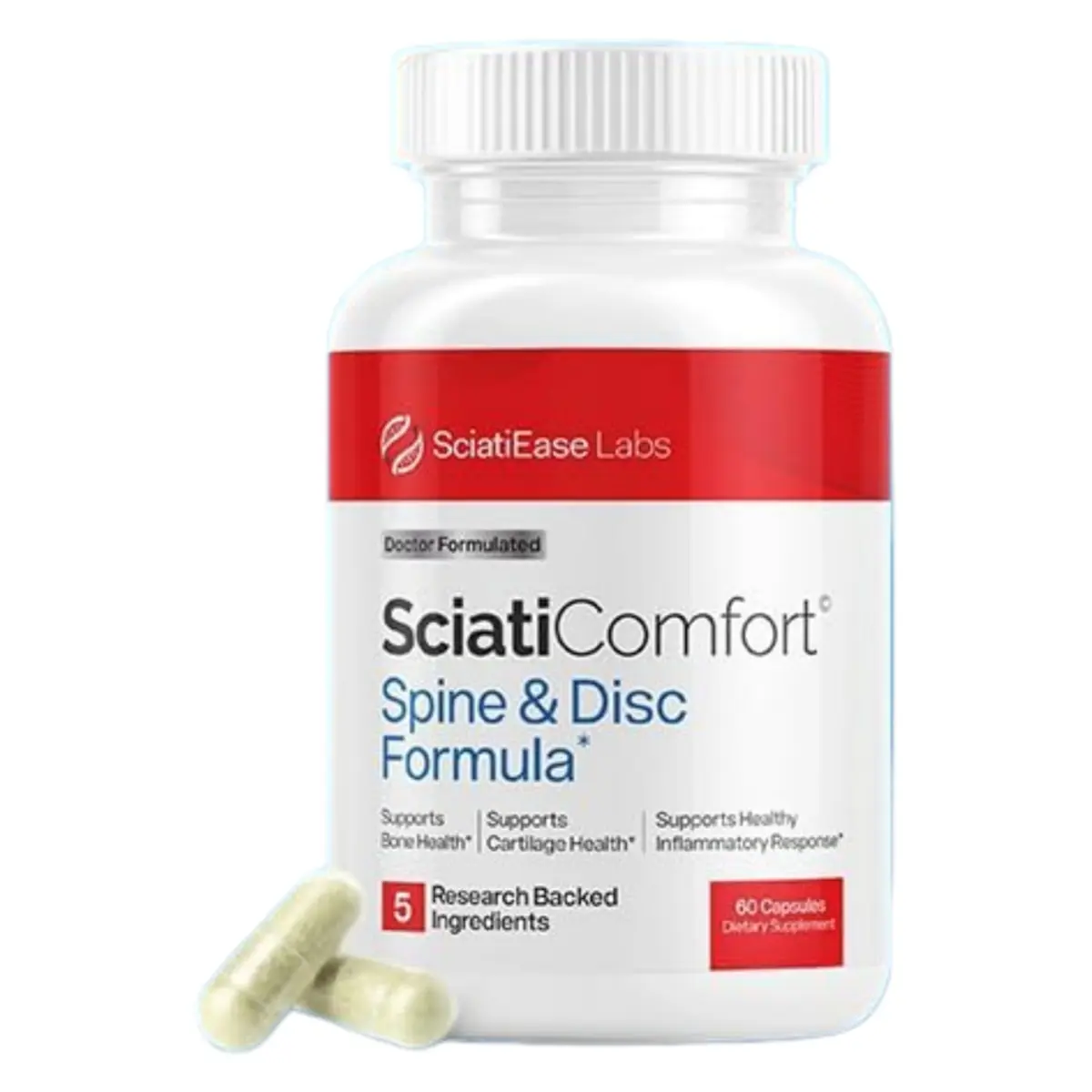 SciatiEase SciatiComfort Spine and Disc Support Supplement Sciatic Nerve Health Support Supplement - VIT D3 K2, Aquamin, Calcium, Magnesium, Type II Collagen, Pea (Palm Collagen) - 30 Day Supply