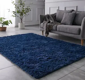 Shaggy Navy Blue Rug, 2x3 Area Rugs for Living Room, Anti-Skid Extra Comfy Fluffy Floor Carpet for Indoor Home Decorative