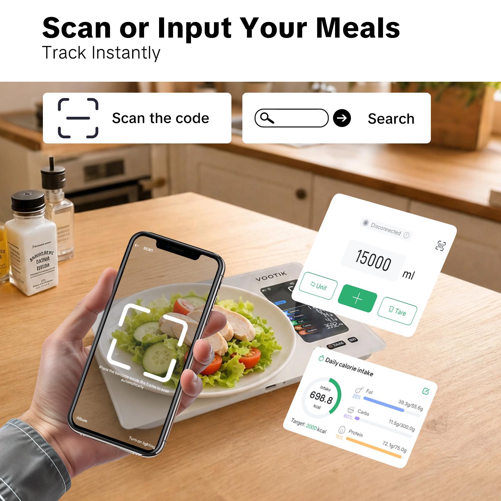 VOOTIK AI Smart Food Scale | 19 Nutrient Facts Auto Scan | Digital Calorie Counter for Meal Prep & Fitness backtoschool