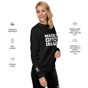 The B. Light Shop Made in His Image Lux Sweatshirt Women's Soft Fleece Long Sleeve 100% Cotton Everyday Wear Charcoal Heather 55% Cotton 45% Polyester Tightly Knit 3-end Fleece Side-seamed Construction