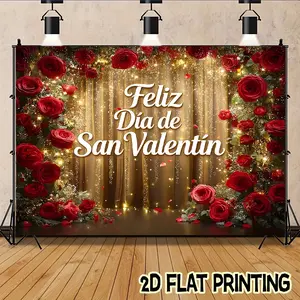 2D flat banner 1pc Spanish Valentine's Day atmosphere Theme background-Polyester banner -suitable for festivals, courtyards, studios, homes and garden celebrations- perfect gift