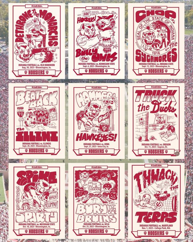 Indiana Hoosiers Football Season 2025 Game Day Posters ( Unframed-Print ...