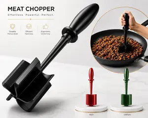 1PC Premium Meat Chopper & Ground Beef Masher – Heat Resistant Hamburger Meat Shredder, Non Stick Meat Crusher for Ground Beef, Turkey, Chicken & Burger Cooking