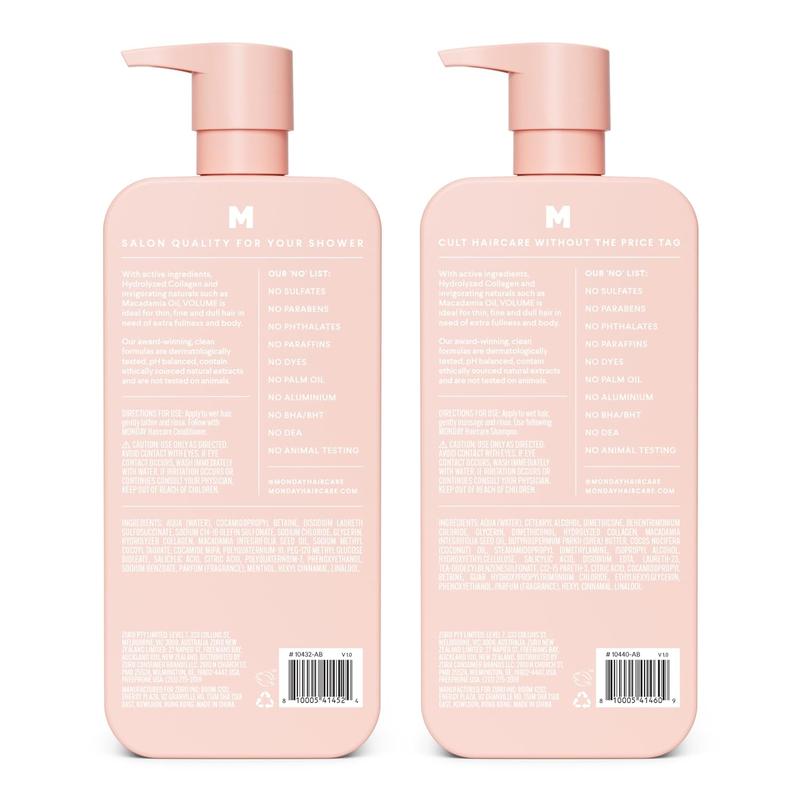 MONDAY Haircare VOLUME Shampoo + Conditioner Set (2 Pack) 27oz Each - Made from Coconut Oil, Ginger Extract & Vitamin E for Thin, Fine & Oily Hair Cleansing