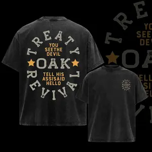 Vintage Treaty Oak Revival T-shirt, washed country-rock tee, retro Southern vibe, unisex streetwear, soft cotton, bold Western graphic, perfect for Texas rock fans