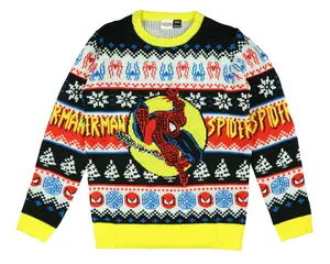Disney Marvel Men's Spider-Man Spidey Jump Adult Ugly Christmas Pullover Sweater