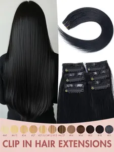 6 Pcs 1 Clip Hair Extension, Real Human Hair Clip in Extensions, Hair Weft, Silky, Invisible, Natural Looking Hair, soft texture, Easy-to-Install clips for secure, comfortable wear, Affordable, Great for Stage shows & Performance events
