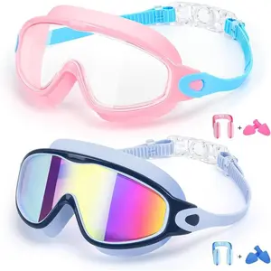 2 Pack  Swimming Goggles, Anti-fog Swim Goggles for  Girls Boys 3-15