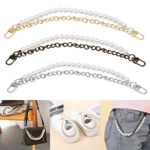 11" Fashionable Faux Pearl Chain Strap, Luxe Decorated Handbag Strap for Handbag, Shoulder Crossbody Bag, Short Handle Replacement Charms Accessories for Women