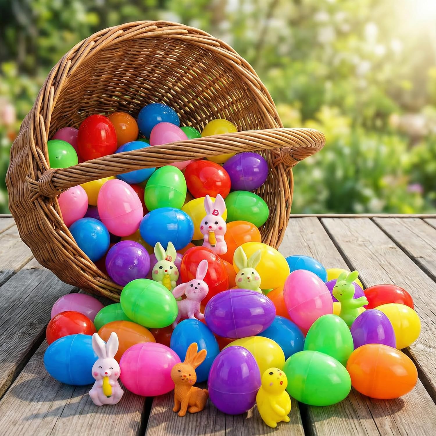 24 Pack Easter Bunny Party Favors Toys with Plastic Eggs – Candy Free Easter Basket Stuffers, Bunny Stretchy Toys, Easter Egg Fillers Essentials, Kids Easter Gifts & Decorations