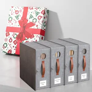 TRZZ Gift Box  Foldable  Bedding Organizer 4/8Pack - Large Capacity Sheet/Blanket Storage Bins with Clear Window, Fits Queen/King Bedding, Closet Organizers for Sheets/Pillows/Quilts