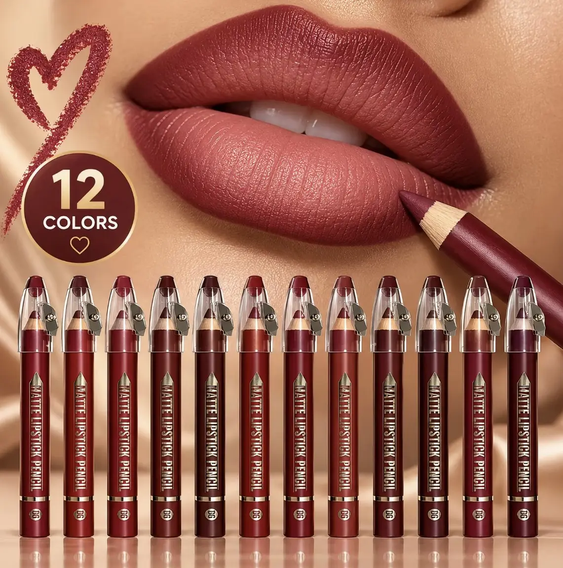 12Pcs Matte Lip Liner With Sharpener Set Waterproof Smudgeproof Precise Contour Lipstick Pens Long Lasting Smooth Makeup Versatile Daily Cosmetic Summeressentials
