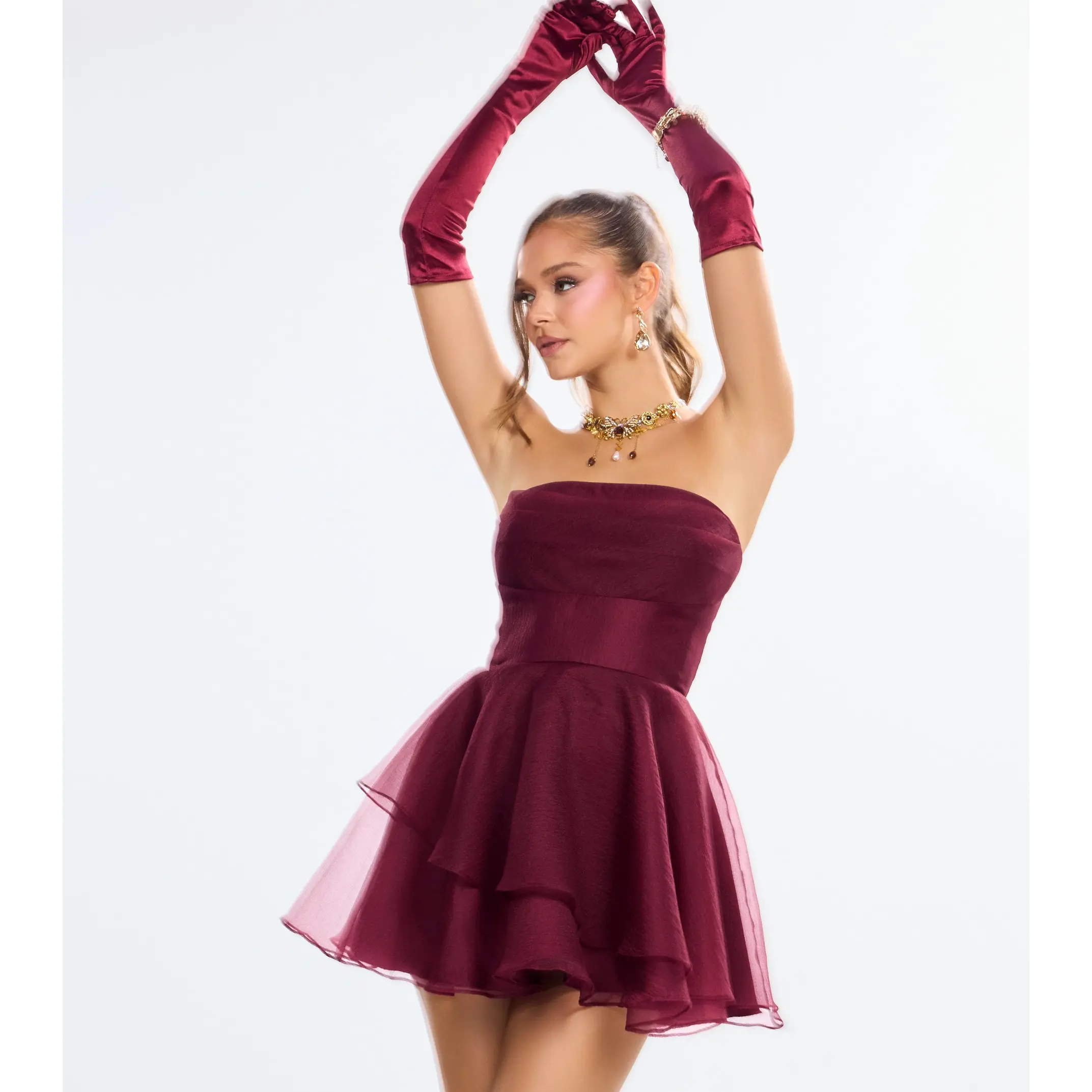 Colleen Strapless Ruffle A-Line Mini Dress