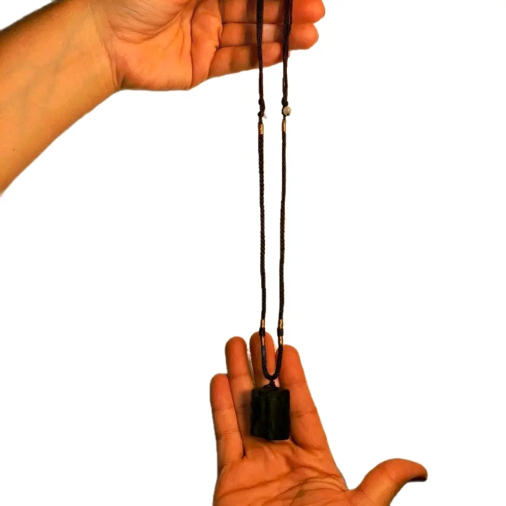 Natural Raw Black Tourmaline Gemstone Pendant Quartz Healing Positive Energy Crystal Men Women Necklace