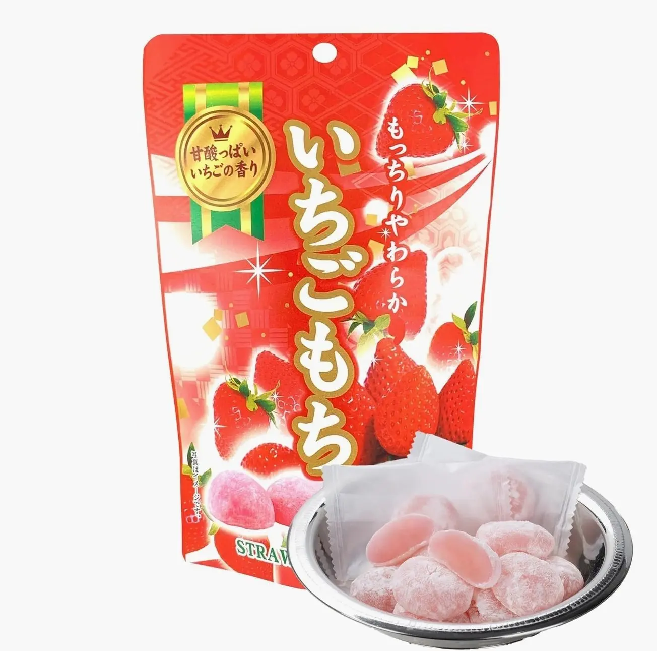 Seiki Japanese Mochi, Premium Traditional Rice Cakes, Wagashi Food Candy Sweets (Strawberry)