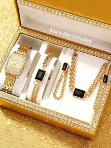 Elegant Watch Set with Analog Quartz Movement, Chain Jewelry, Coordinated Look, Includes Bracelet and Necklace, Featuring Unique Embellishments, Perfect Gift for All Occasions