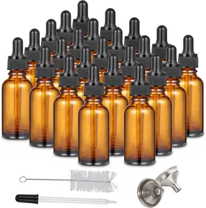Amber Glass Dropper Bottles, 24 Pcs 1 oz Eye Dropper Bottles, Essential Oil Bottles with Eye Droppers, 30ml Travel Tincture Bottles for Liquids