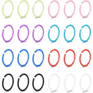 20G Nose Ear Rings Hoop Plastic Acrylic Colorful Bioflex Flexible Nose Piercing Retainer Rings Cartilage Bioplastic Hoop Studs Nostril Piercing Jewelry for Work Surgery Sports Women Men