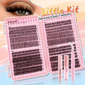 Natural Cluster Eyelash Extension Gift Box, 30+40+50D, Natural Style, Soft and Lightweight, Includes Glue, Tweezers, Brush, Diy Lash Kit