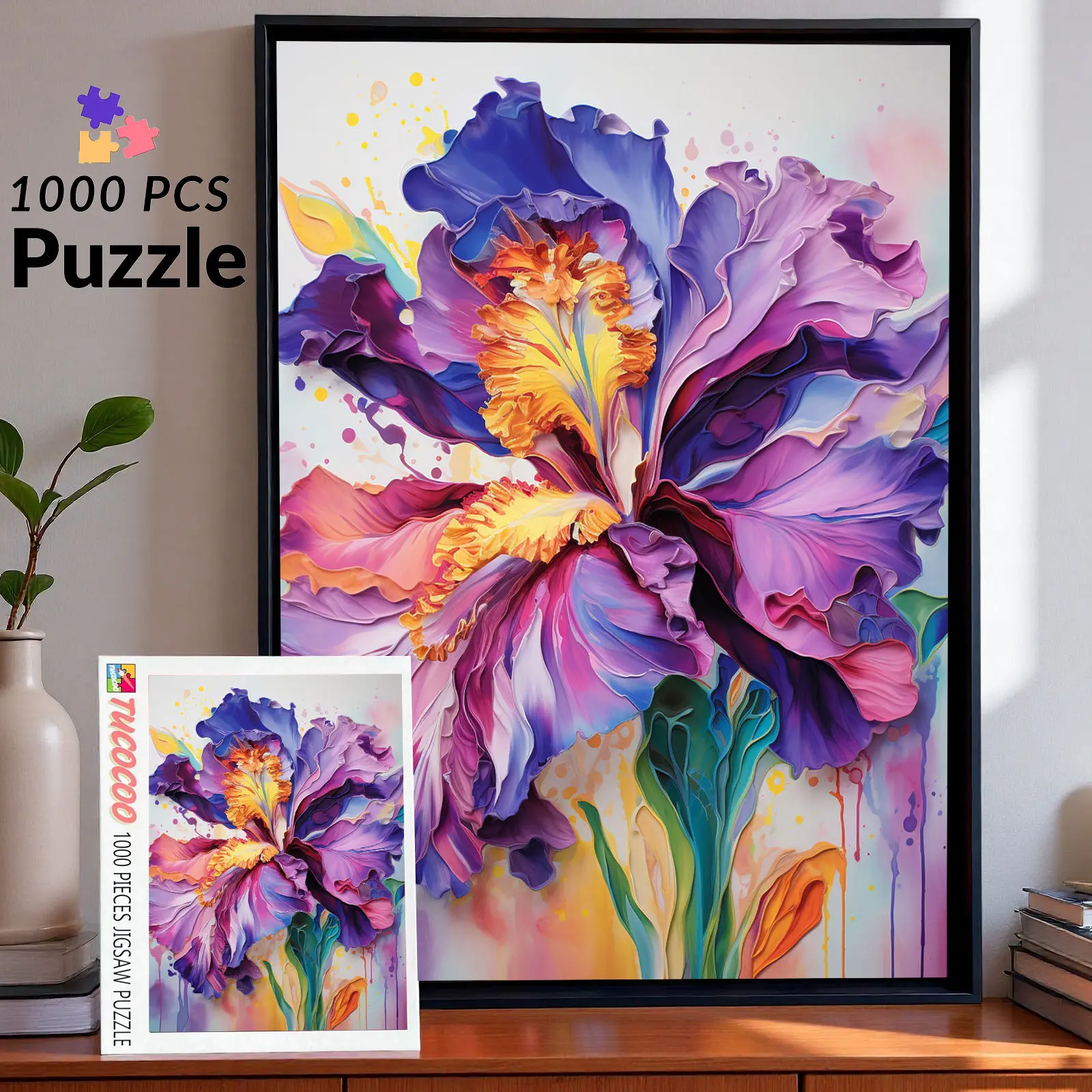 Vibrant Bloom 1000 Pieces Jigsaw Puzzle Colorful Abstract Flower Design for Adults Artistic and Relaxing Floral Puzzle Perfect Gift and Wall Art Decor Size 27.5x20inch (70x50cm)