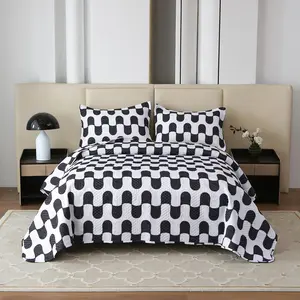 Geometric Pattern Bedspread Set, 3 Counts/set Including 1 Count Bedspread & 2 Counts Pillowcase without Filler, Soft Comfortable Bedding Set for Bedroom