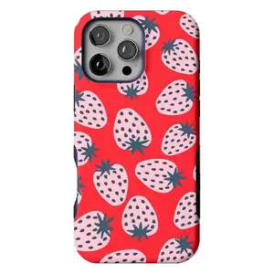 Casely Cute Strawberry Pattern Phone Case Colorful Protective Cover for iPhone