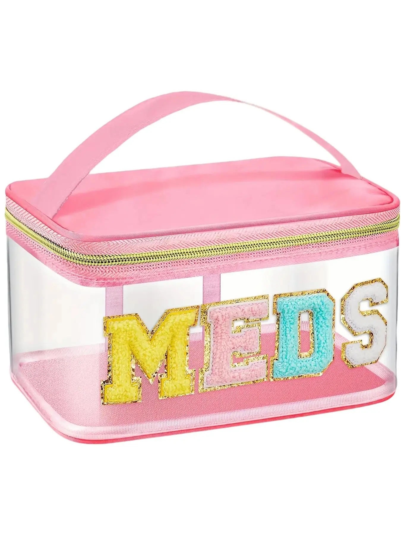 Letter Pattern Zipper Makeup Bag, Travel Essentials, Makeup Containers for School, Portable Cosmetic Storage Bag, Makeup Organizer Pouch, Storage Bag