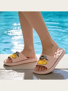Cool Yellow Rubber Duck Slippers with Black Sunglasses and Cap Design Non-Slip Soft Sole Comfortable Home Indoor Outdoor Slides for Men Women Kids Fun Casual Footwear