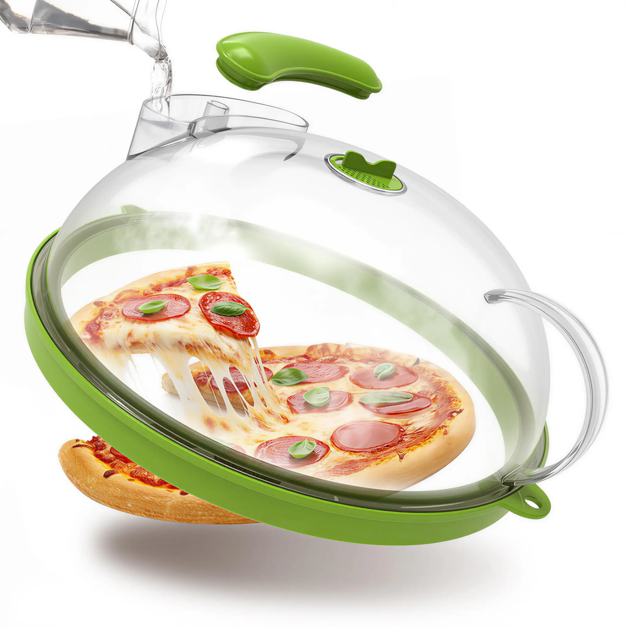 2-in-1 Microwave Food Cover with Built-In Steamer – BPA-Free Splatter Guard with Heat-Resistant Handle, Keeps Food Moist & Microwave Clean, Reusable Kitchen Cover for Plates & Bowls