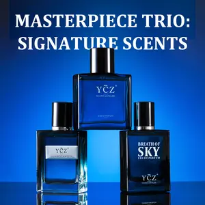 YCZ Men's Mystic Allure Collection Fragrance Set YCZ Marine Eau De Cologne Club Cologne Breath of Sky Cologne Fruity Rose Amber Notes Gift Box Packaging Long Lasting Light Scent Masterpiece Trio Signature Scents