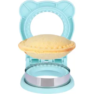 Sandwich Cutter and Sealer, Stainless Steel Uncrustable Sandwich Maker with Crimper, Round Circle Shape for Peanut Butter Jelly, Pancake, Cookie, Crustless Bread Sealer for Kids Lunchboxes (Light Blue)