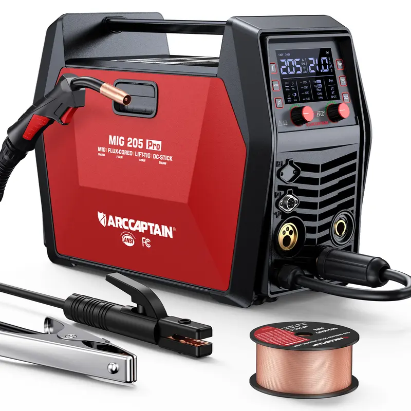 ARCCAPTAIN iControl MIG205 Pro MIG Welder 205A 110V 220V Gas MIG/Gasless Flux MIG/MMA Stick/Lift TIG/Spot Welding/Spool Gun Aluminum 6 in 1 Professional Welder Machine, APP Control Multi-process Welding Machine Tool Electric