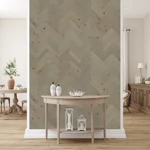 Herringbone Wood Wall Planks – Pebble