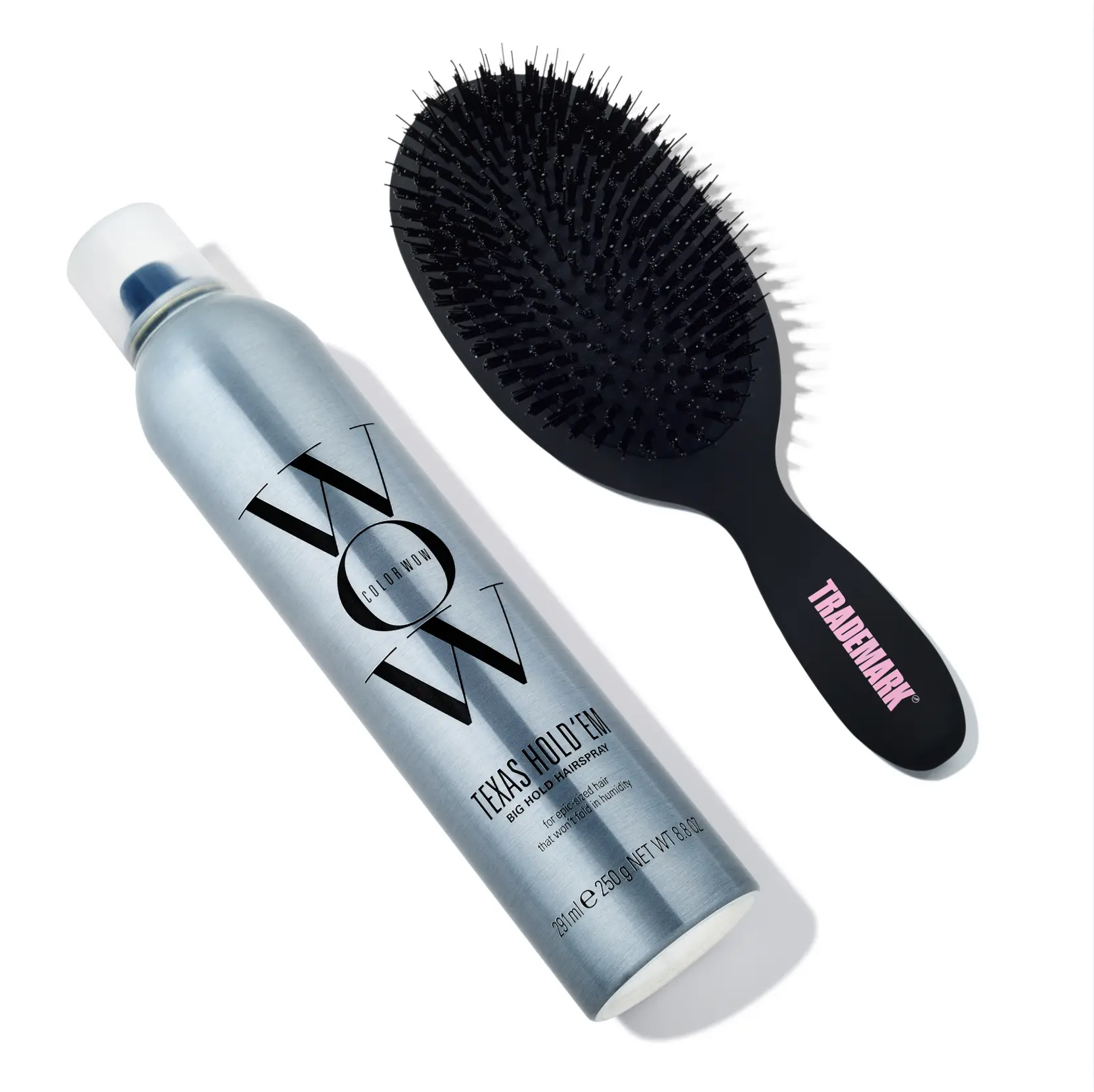 Trademark Smooth Hair Brush + Texas Extra Strong Hairspray Color Wow, Updo Bundle - Black