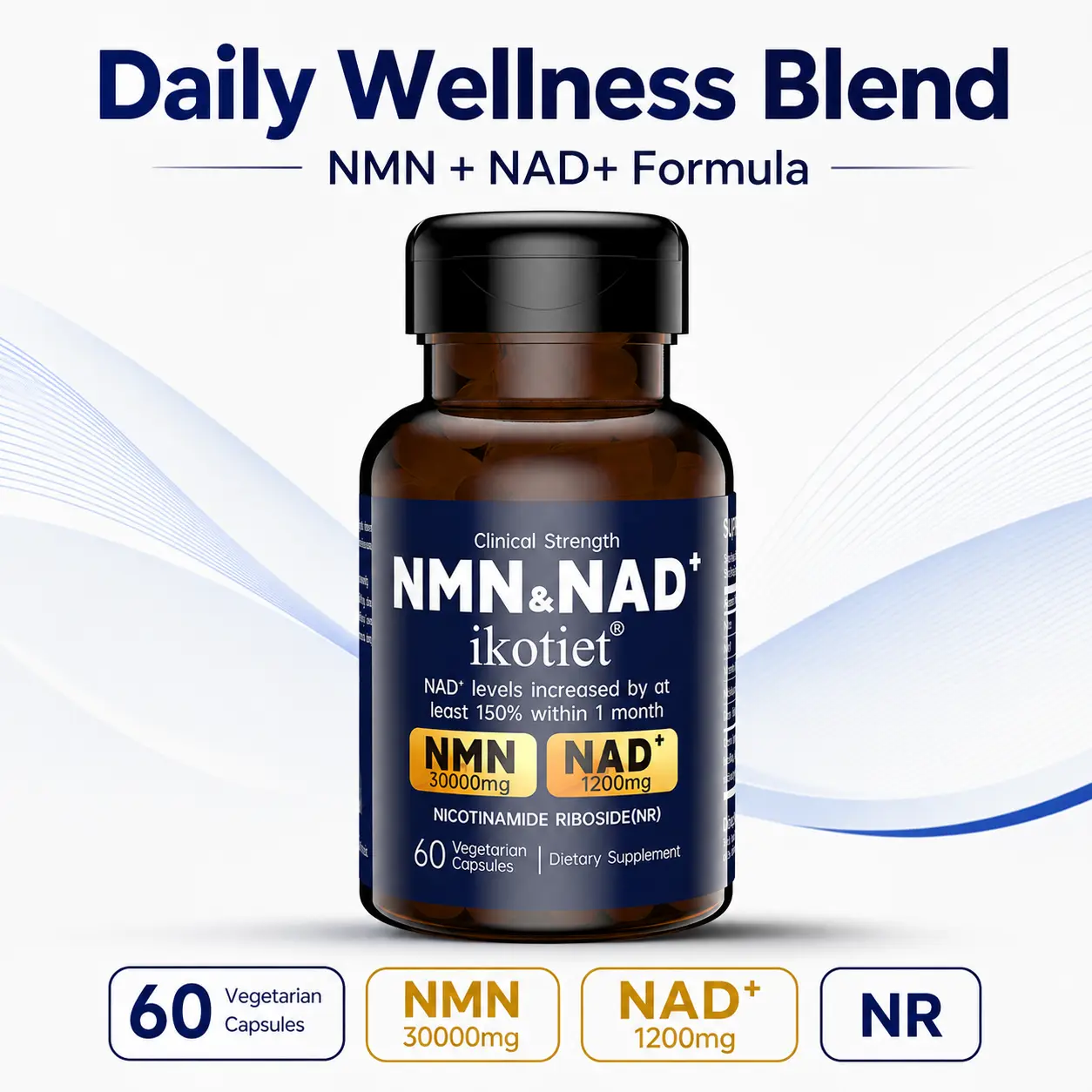NMN Complex Formula, 1000 mg per serving, 10-in-1 formula, no fillers, contains 500 mg of pure NMN, as well as Vitamin C, resveratrol, coenzyme Q10, sleep energy drink kit, probiotics, and edible fitness products. Healthcare Liposomal NAD Clin