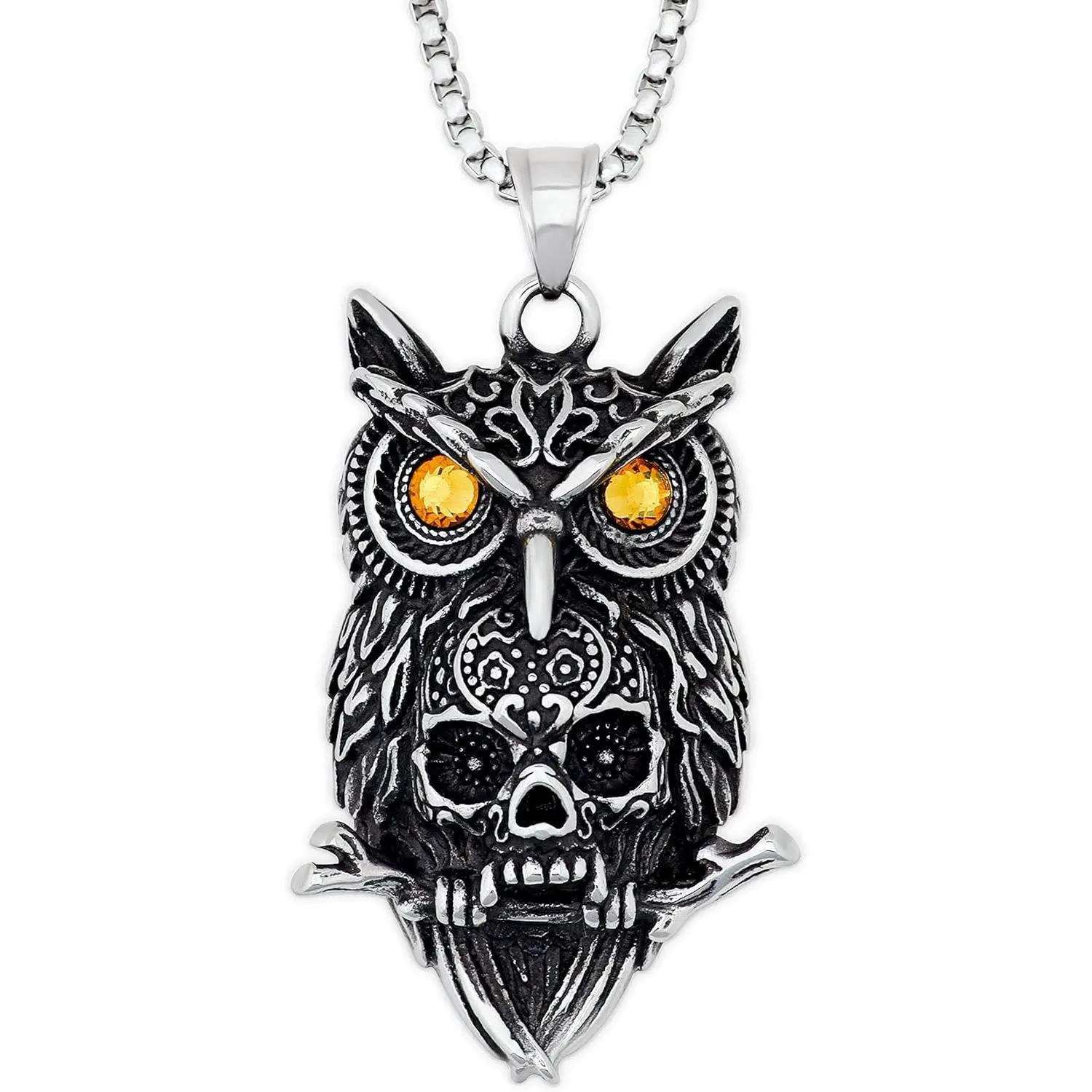 HAQUIL Owl Necklace, Antique Animal Totem Pendant, Owl Jewelry Gift Collection for Men and Women