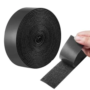 summervibes Heavy Duty 1.5x16 in Nylon Hook and Loop Tape, Self-Adhesive Sticky Back Fastener Strips Roll, Ideal for Home and Crafting Use, Black