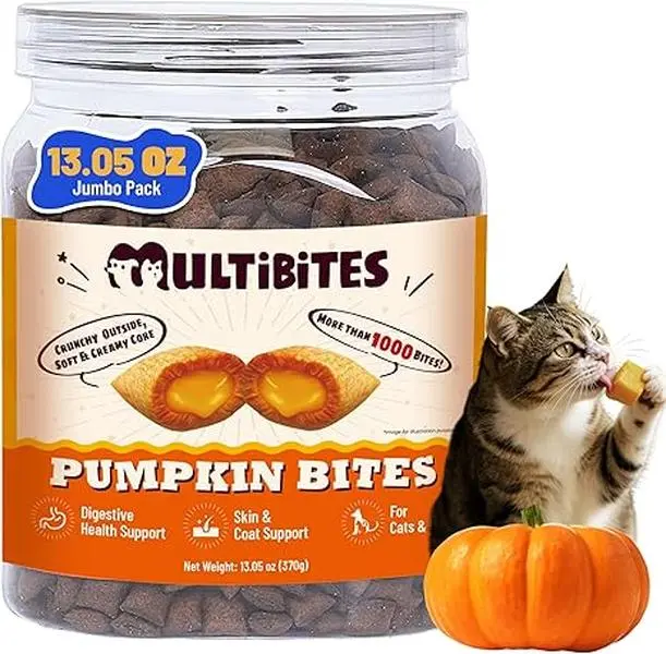 MultiiBites 370g Pumpkin Functional Bites – Crunchy Outside, Soft & Creamy Inside. With Chicken, Salmon, and Pumpkin. For Dogs & Cats. Supports Digestive Health and Skin & Coat. Chicken and Fish Flavor – Loved by Dogs and Cats.